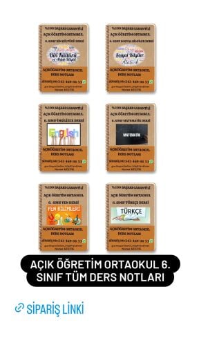 AÇIKÖĞRETİM ORTAOKUL 6. SINIF TÜM DERSLER SETİ